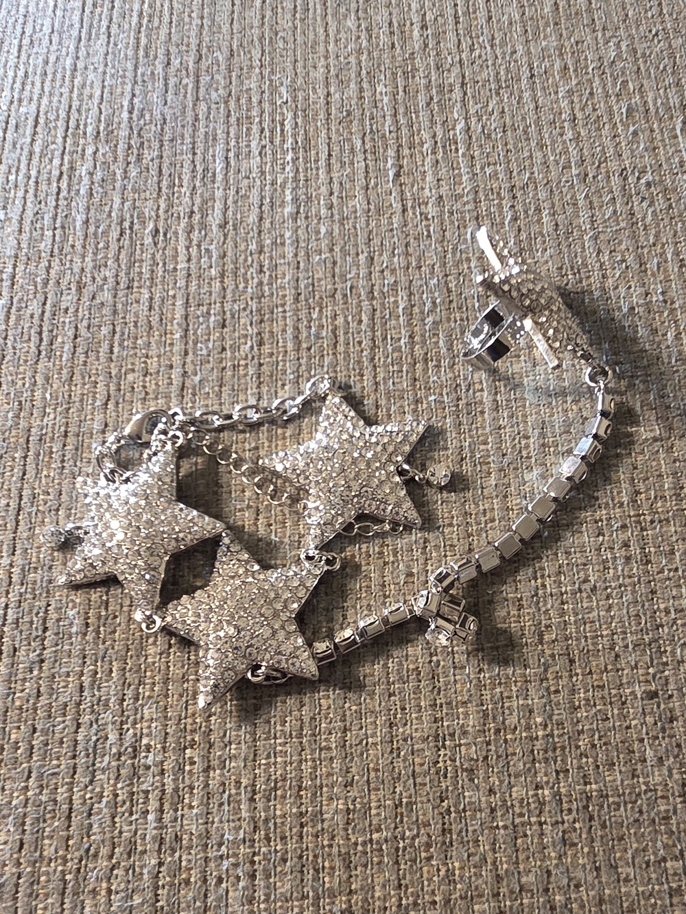 AKIRA Silver Star Charm Bracelet with Pavé Detail